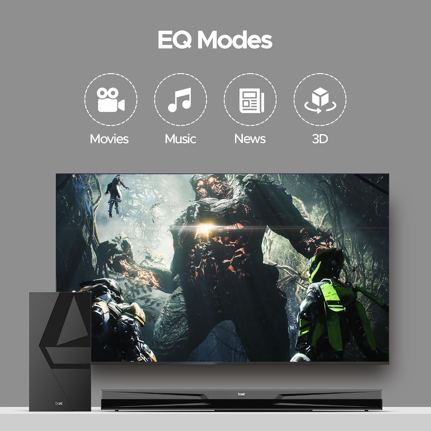 boAt Aavante Bar Quake Pro, 240W Signature Sound, 2.1CH, Wireless Subwoofer, BT v5.3, Multiple Ports, Bass &amp; Treble Controls, Bluetooth Sound bar, Home Theatre Soundbar Speaker (Premium Black) - View 3