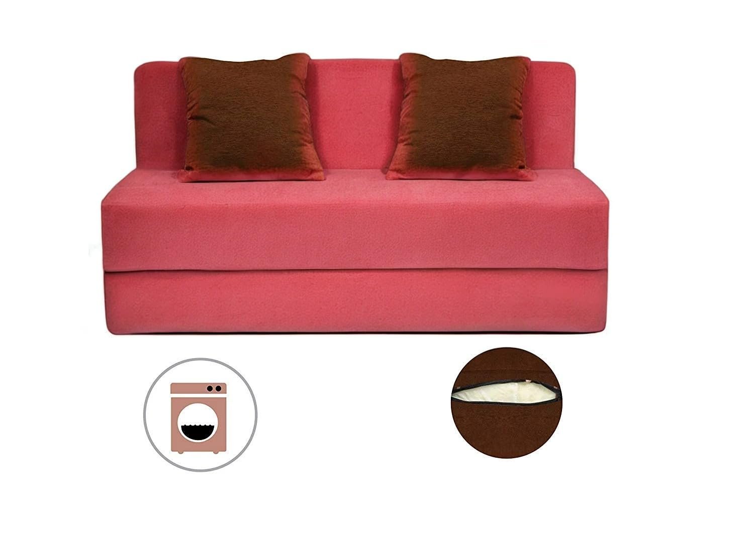 PumPum EPE Foam 2-Seater Sofa Cum Bed – 36 Inch Width, Convertible Design, Lightweight &amp; Foldable (Peach) - View 2